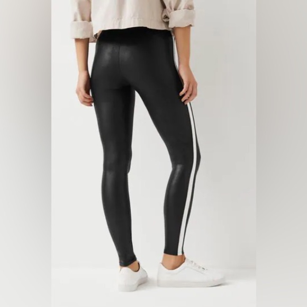 NWT SPANX® Faux Leather Stripe Black Leggings - Picture 2 of 5